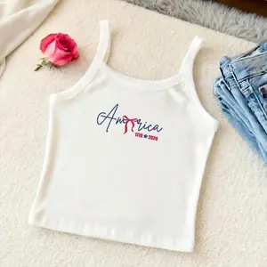 Embroidered America 1776 -2026 Tank Top, Semiquincentennial Spaghetti Strap, Independent America 250th Tank Top, Independence Day Y2K Shirt