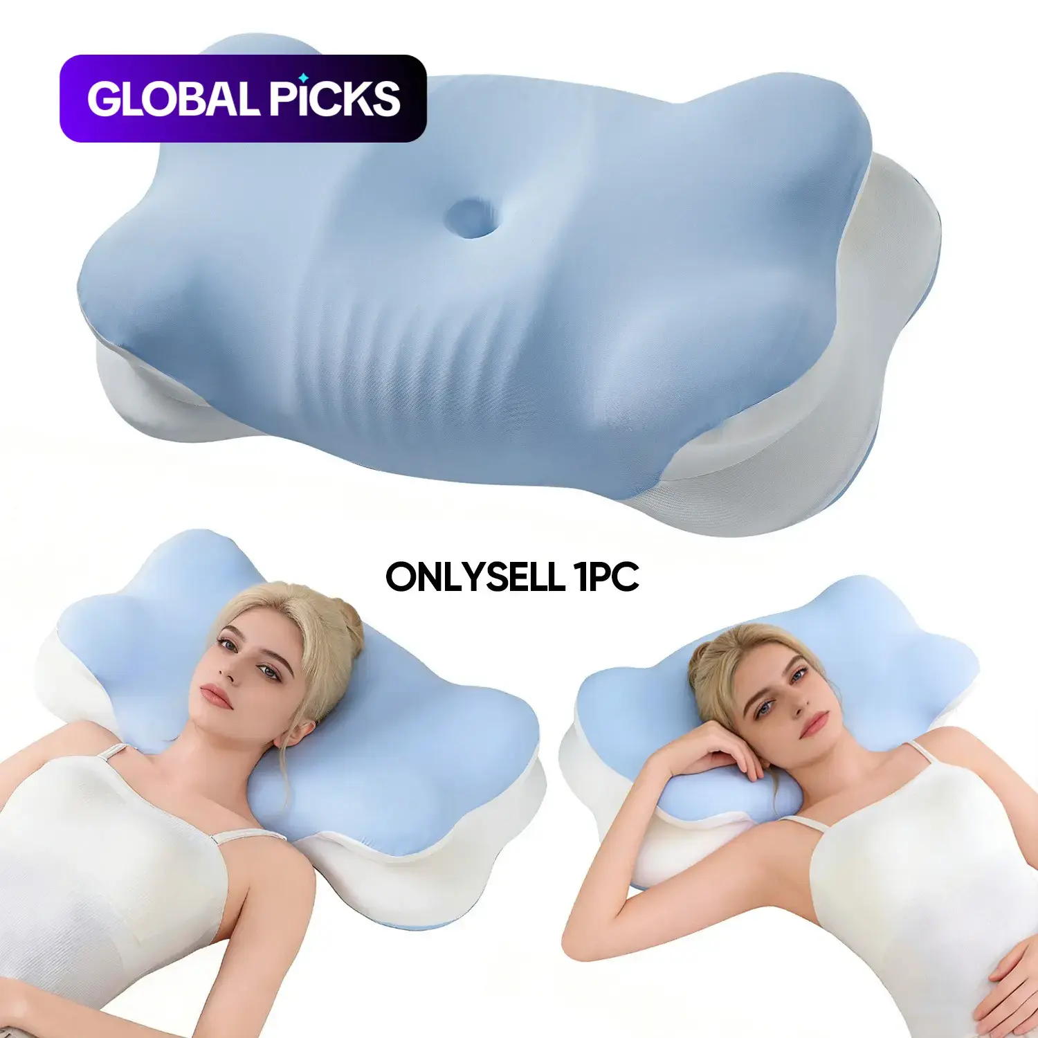 3D Cloud Ergonomic Supportive Memory Foam Pillow, Multi-Functional Bed Pillow for Neck & Shoulders Relaxation, Enlarged Surface That Cradles Head for Deep Sleep, for Adult Side Sleepers, Ideal Gift for Family & Friends #GLOBAL PICKS