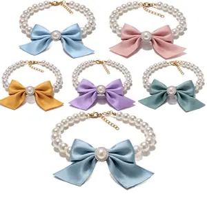 Luxury Pearl Bow Pet Necklace (Multiple Colors)