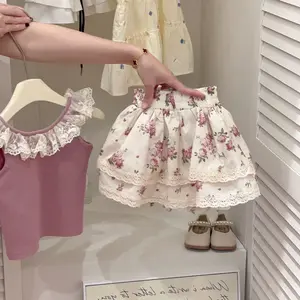 Girls' Summer Outfit: Lace Vest 2026, Cute Floral Bud Pants for Baby Girls, Children's Refreshing Summer Clothing