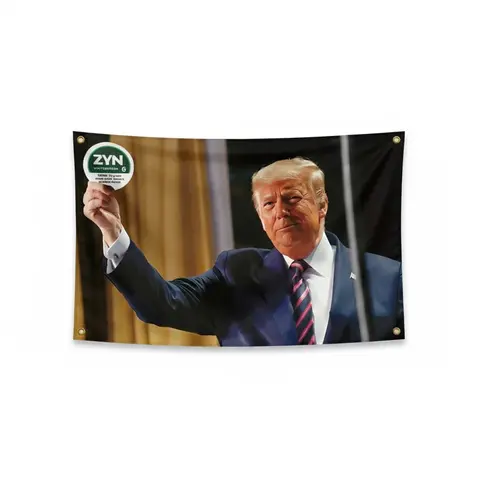 Donald Trump Meme Print ZYN Decorative Bunting Flags - Durable Hanging Cloth Banner, Indoor Playful Fabric Slogan Festive Flags, Celebrity Politics Collectible, Adds Humor to Decor Meme Fan Gift