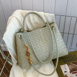 5005 Women's Premium Metal Rope Buckle Woven Shoulder Bag 2025 New Fashion Commuter Portable Shoulder Messenger Bag