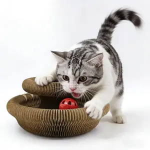 【Already have 10K favorites】Magic organ cat scratching board Toy set with cat ball&bell Durable Foldable Deformed Retractable Suitable for cat indoor and outdoor interactive games to relieve boredomEexercise Protect furniture Pet toys Money saving gift ti