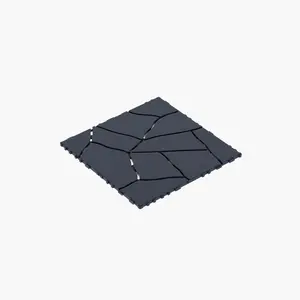 44 Pack Stone Style Deck Tiles – 12"x12", Dark Gray. DIY Interlocking – No Tools Needed. 16 Strong Round Feet for Firm Support. Waterproof & Easy Clean