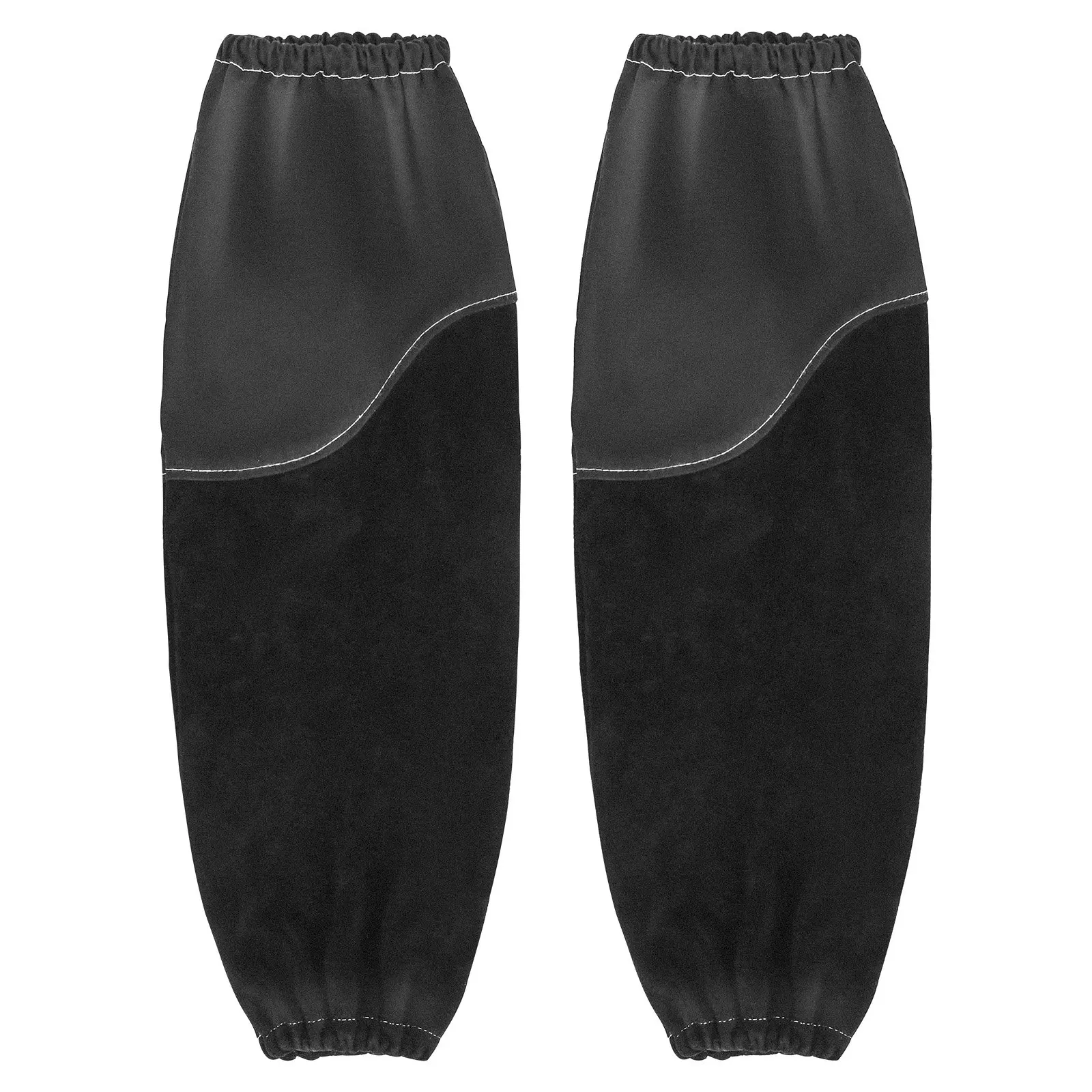 VEVOR Flame Resistant Welding Work Sleeves, Heavy Duty Cowhide & Cotton FR Arm Protection for Men & Women, Elastic Cuffs for Welding, Carpentry, Gardening