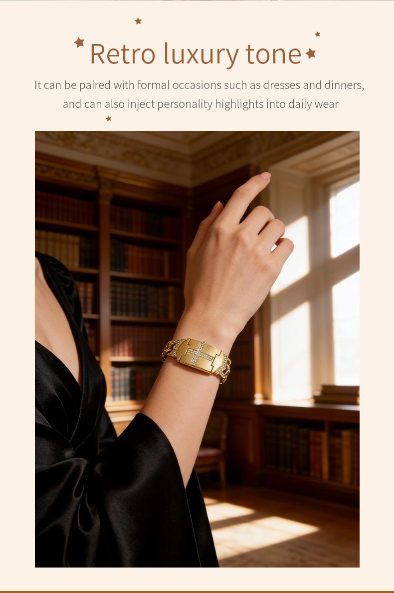 Gold Cross Bracelet Watch SummerWins 4th of july accessories Sparkling Crystal Cross Embellishment, Geometric Rectangular Dial, Premium Metal Bracelet Timepiece, Perfect for Daily Elegance & Gifting Perfect Mother’s Day gift Gold Cross Bracelet Watch SummerWins 4th of july accessories Sparkling Crystal Cross Embellishment, Geometric Rectangular Dial, Premium Metal Bracelet Timepiece, Perfect for Daily Elegance & Gifting Perfect Mother’s Day gift