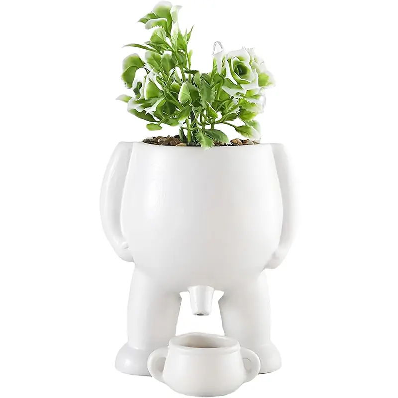 Peeing Pot Planter, Funny Peeing Plant Pots, White Resin Flower Pot with Drainage Hole for Succulents Indoor Outdoor Plants - Novelty Whimsical Home Decor Gifts for Gardeners, Plant Lovers