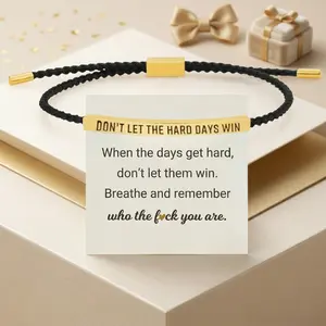 "Don't Let The Hard Days Win" Motivational Bracelet for Men & Women - Engraved Stainless Steel Braided Rope Jewelry, Adjustable Inspirational Gift for Daughter, Son, Best Friend & Family