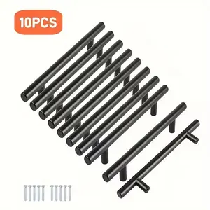 Stainless Steel Cabinet Pull Handles, 10 Pack, Hole Spacing 3.78/5.03/6.3 Inches (96mm/128mm/160mm), Furniture Drawer Rod Latches