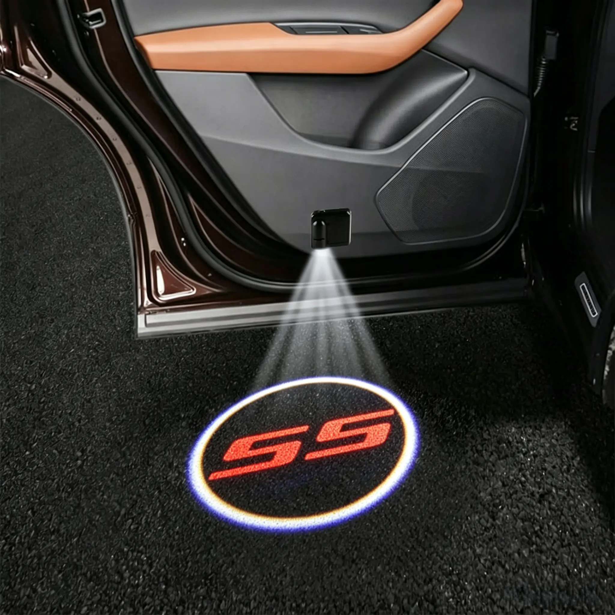2PCS Never-Fade LED Door Projector Lights, Camaro SS Accessory Courtesy Welcome Puddle Lamps for Chevrolet Camaro 2010-2024, Easy Plug & Play