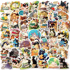50 Cute Cat Cartoon Stickers, Creative Graffiti Sticker Pack, Waterproof Decorative Stickers for Luggage, Phone Cases, Notebooks, Ideal Gift