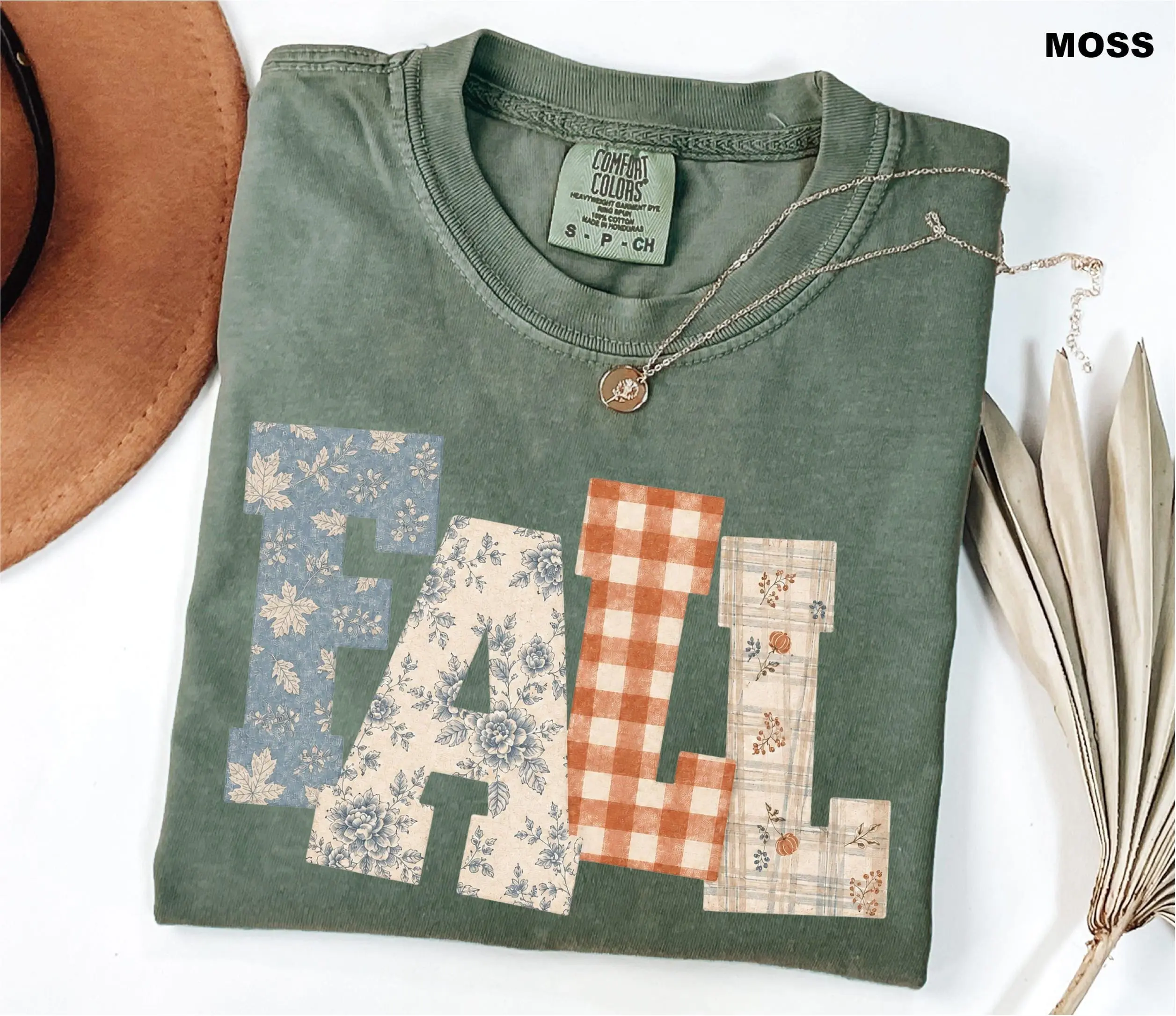 Comfort Colors Fall Patchwork Shirt Floral Gingham Autumn Top Quilted Fall Graphic Cottagecore Vintage Farmhouse Sweatshirt Women Fall Gift Tee Plus Size Retro Thanksgiving Pumpkin Shirt