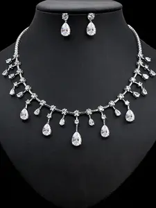 Elegant Artificial Gemstone Decorated Necklace & Dangle Earrings, Fashion Jewelry Set for Party, Daily Clothing Decor, Trendy All-match & Exquisite Jewelry for Gift