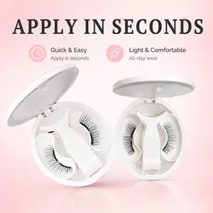 All-in-One Box Soft Magnetic Eyelashes Set | Reusable Glue-Free Magnetic Lashes with Applicator & Mirror Storage Case | Waterproof Eyeliner-Free Natural Style Makeup | Skin-Friendly for Sensitive Eyes (4 Pieces Set)  beginner-friendly