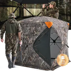 fathersdaygift VEVOR Hunting Blind, 270 See Through Ground Blind, 2-3 Person Pop Up Deer Blind for Hunting with Carrying Bag, Portable Resilient Hunting Tent, One-Way See-Through Mesh for Turkey and Deer Hunting