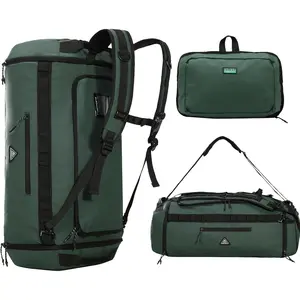 50L Travel Duffle Bag for Men Women Foldable  Duffle Backpack for Gym Hiking Camping Workout Outdoor with Pocket & Shoe Compartment, Upgrade, Army Green