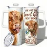 1pc, 40oz/30oz/20oz/14oz Stainless Steel Cup Highland Cow Double Wall Vacuum Insulated Water Cup, Leakproof Lid & Carry Handle Travel Mug for Outdoor Camping Hiking, Gift for Dad, Mom, Leakproof Tumbler, Leakproof Vacuum Flask