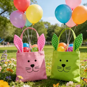 2pcs Cartoon Easter Bunny Gift Bags, Holiday Decorative Wrapping Bags for Easter, Cute Gift Packaging for Kids & Adults