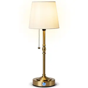 Cordless LED Table Lamp with Dimmer, 3-Level Brightness, Rechargeable Battery, Antique Brass, Roman Rod, Portable, New Year Home Decor Lighting, Atmosphere Lighting