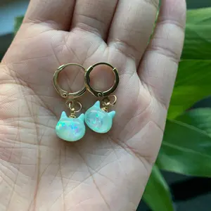 Candy Cat Huggie Earrings – Blue