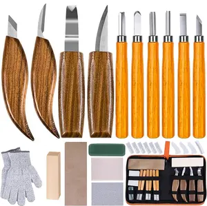 17-in-1 Premium Wood Carving Master Kit - Includes Detail Wood Carving Knife, Whittling Knife, Wood Chisel Knife, Protective Gloves, Carving Knife Sharpener, and Accessories for Spoon, Bowl, Kuksa Cup Crafting and Woodworking Projects