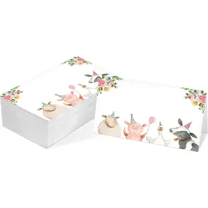Table Place Card, Farm Animals Themed Tent Style Cards, Pack of 25 Half-Fold Reception Place Card, Perfect for Baby Shower, Birthday Party and Special Events C11