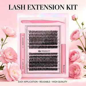 240 pcs DIY Fluffy Lash Clusters Kit, Eyelashes Clusters Extensions Kit 9-17mm Individual Lashes,30D/40D Volumes ,3D Curl Mixed False Eyelashes, Eyelash Set with Lash Bond&Remover& Brush,4 in 1 set