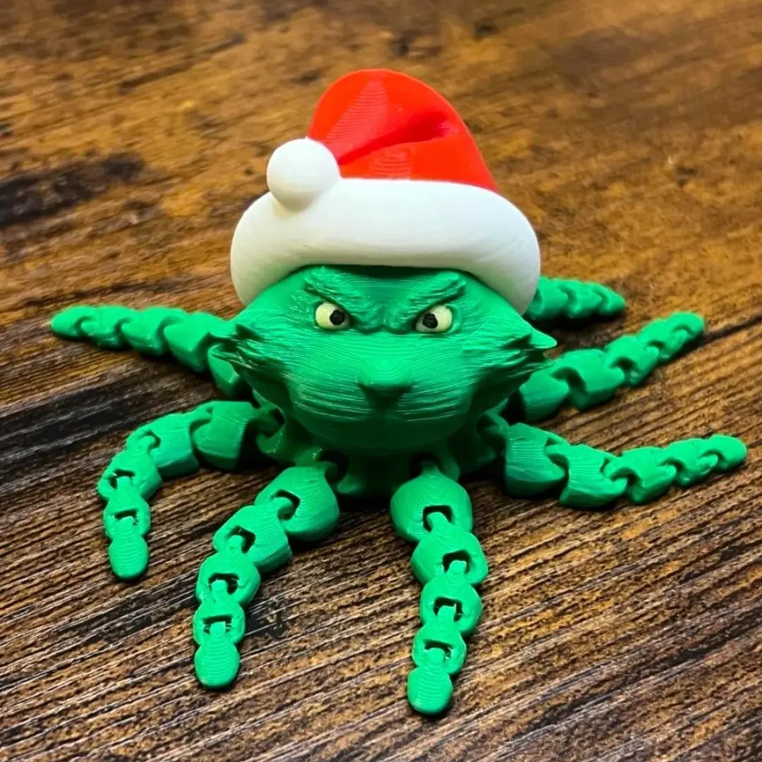 Grinch Octopus Plush Toy - Soft and Cuddly - Perfect Christmas Toy