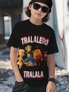 Kids "TRALALERO TRALALA" Cartoon Characters T-Shirt 100% Cotton Funny Graphic Tee Boys Girls Casual Short Sleeve Top