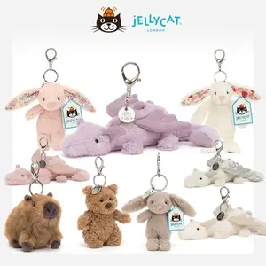 Jellycat Official Plush Keychain Bag Charm, Viral Blossom Bunny, Lavender Dragon, Capybara Mini Soft Toy Backpack Accessory