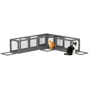 PawHut 98" Cat Tunnel Outdoor with Combinable Design, Doors, Dark Gray