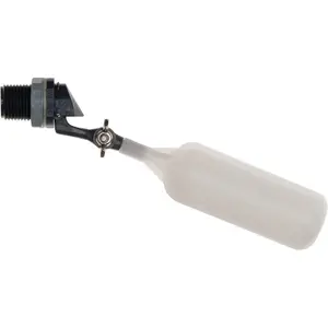 MA052 PVC Mini Float Valve, Tank Mount, Adjustable Arm, 1.5 gpm at 60 psi, 1/2" NPT Male