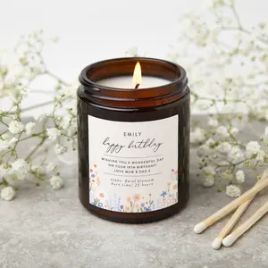 Personalised Birthday Gift, Floral Birthday Gift for Friend, Apothecary Candle