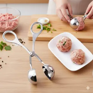 Stainless Steel 3-in-1 Meatball Maker & Ice Cream Scoop, Non-Stick Patty Former for Uniform Shaping of Burgers, Meatballs, Croquettes, Fried Snacks & Desserts - Essential Kitchen Tool for Home & Restaurants