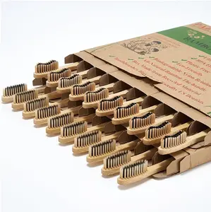 Bamboo Toothbrushes , Natural Wood Toothbrushes Bulk, Eco-Friendly, BPA Free, Biodegradable & Compostable Charcoal Wooden