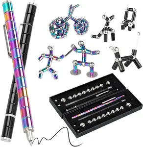 Teenage Stress Relief Magnetic Metal Pen, Creative Metal Pen, Cool Multi-Functional Tracnsforming Writing Pen, Pressure Relief Toy, Perfect Gift for Kids or Friends