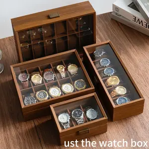 3/6/10/12 Watch Storage Box, Walnut Texture Large Capacity, Unisex Jewelry Display Case, Mechanical and Electronic Watches Organizer