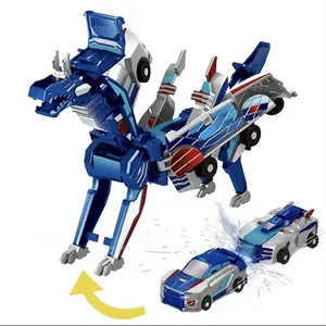 Magnetic Dinosaur  Car Toy, 2-in-1 Magnetic Cars That Transform into Flying Dragon and Unicorn, Automatic Collision Transforming Toy, Fun  Toy Birthday Christmas Gift for Boys & Girls