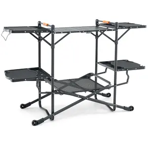 COSTWAY - Folding Portable Outdoor Cook Station with Heat-Resistant Aluminum Tabletop