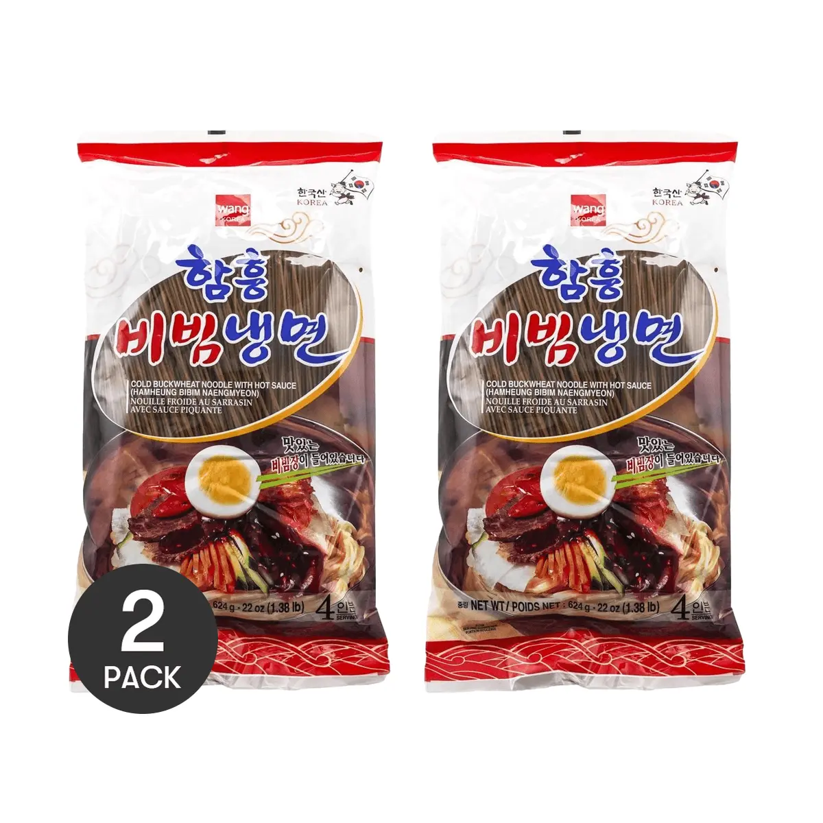 2 Pack WANG FOOD Korean Cold Buckwheat Noodle Hot Sauce 22 oz - Bibim Naengmyeon, 4 Servings
