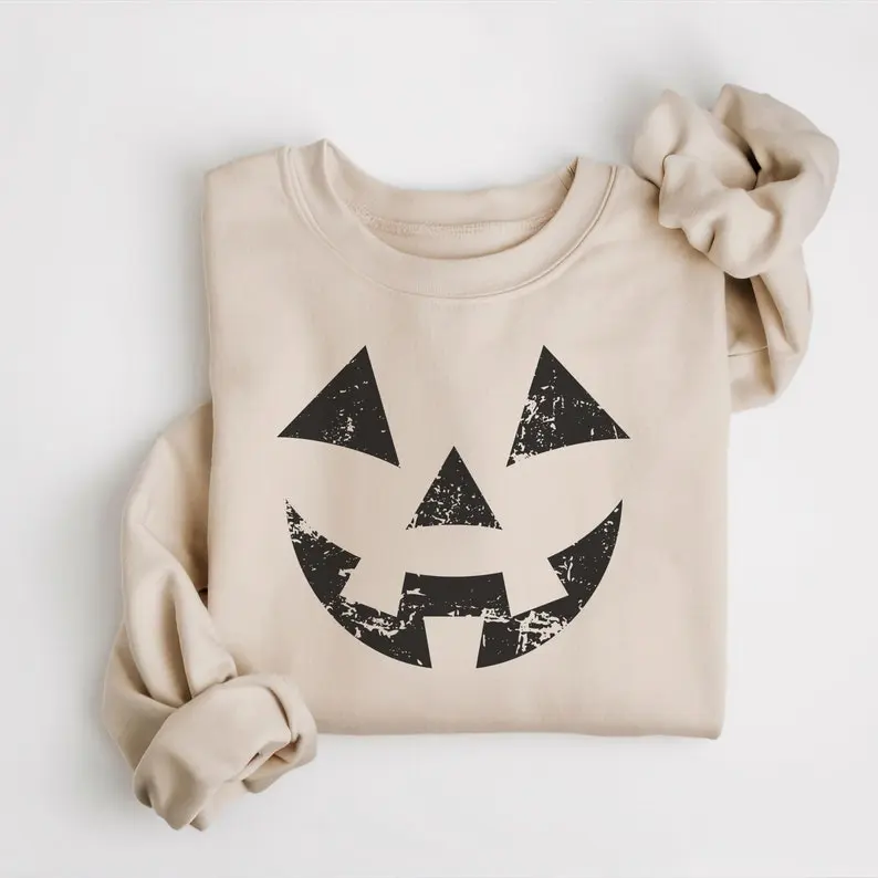 Jack O Lantern Halloween Sweatshirt, Pumpkin Face Sweatshirt, Grunge Pumpkin Sweatshirt, Pumpkin Face Halloween Sweater, Fall Crewneck, Spooky