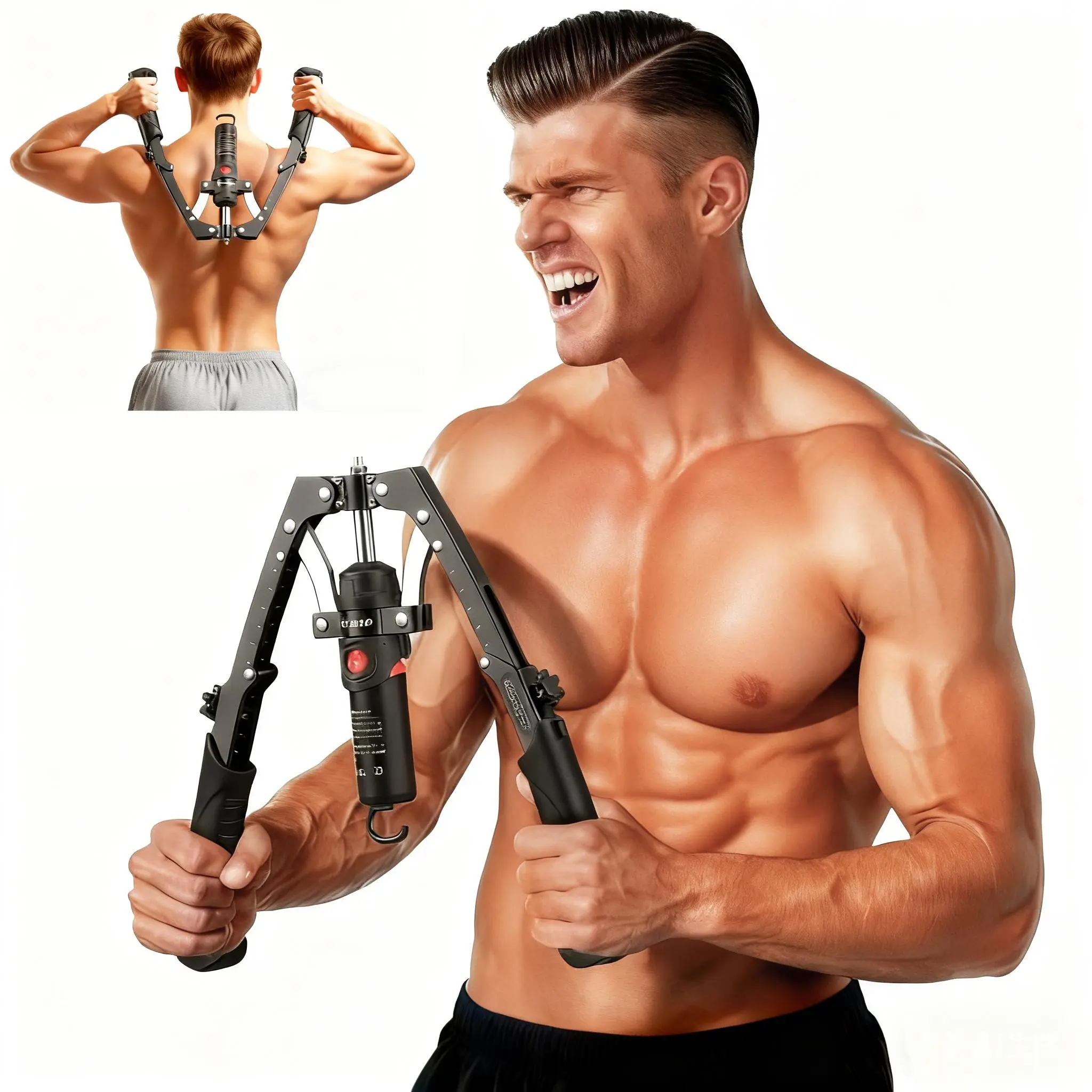 Hydraulic Twister Arm Exerciser & Ab Roller, Unisex Arm Workout Machine with 15 Adjustable Levels, 2-in-1 Strength Training Accessory for Upper Body & Core, Tricep Workout Equipment