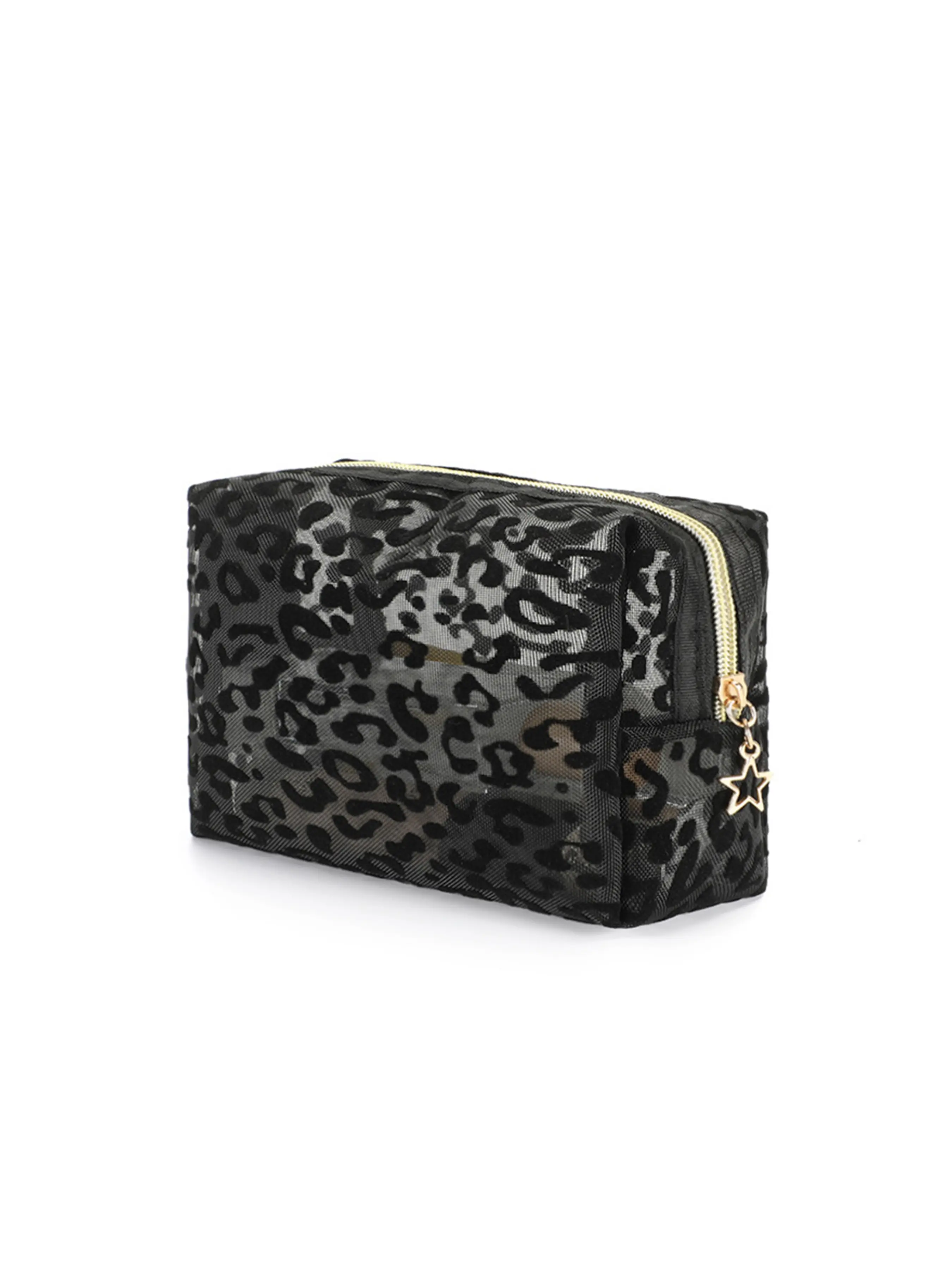 Single Mesh Makeup Bag Leopard Print Mini Storage Pouch Handheld Beach Bag Washroom Cosmetic Bag Small Lipstick Organizer Travel Cosmetic Bag Cosmetics Bag Travel Beauty Bag Travel Accessory