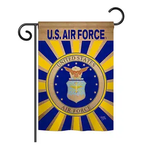 Breeze Decor BD-MI-G-108395-IP-DB-DS02-US Military Air Force Burlap Americana Vertical Garden Flag, 13x18.5in, UV-Resistant, Vibrant, Readable Both Sides, With Sleeve Hanger for Everyday Decor