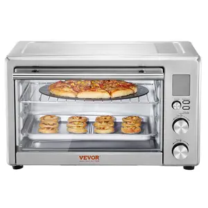 TikTokShopBlackFridayVEVOR 10-IN-1 Convection Oven, 28L/29.6Qt Multifunctional Conventional Oven Countertop, 1800W 4-Tier Toaster with Front Glass Door, with Trays Wire Racks Gloves, Home and Commercial Use