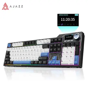 Ajazz AK35I V4 Full-Size Wireless Mechanical Gaming Keyboard with Rotary Knob and Smart Screen Numeric Keypad. Ideal for Esports and Office Use. Customizable Keyboard. Creamy Keyboard.Christmas Gifts