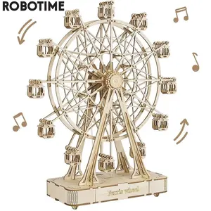 Robotime Rolife 232pcs Rotatable DIY 3D Ferris Wheel Wooden Model Building Block Kits Assembly Toy Gift for Children Adult TGN01 Ferris Wheel