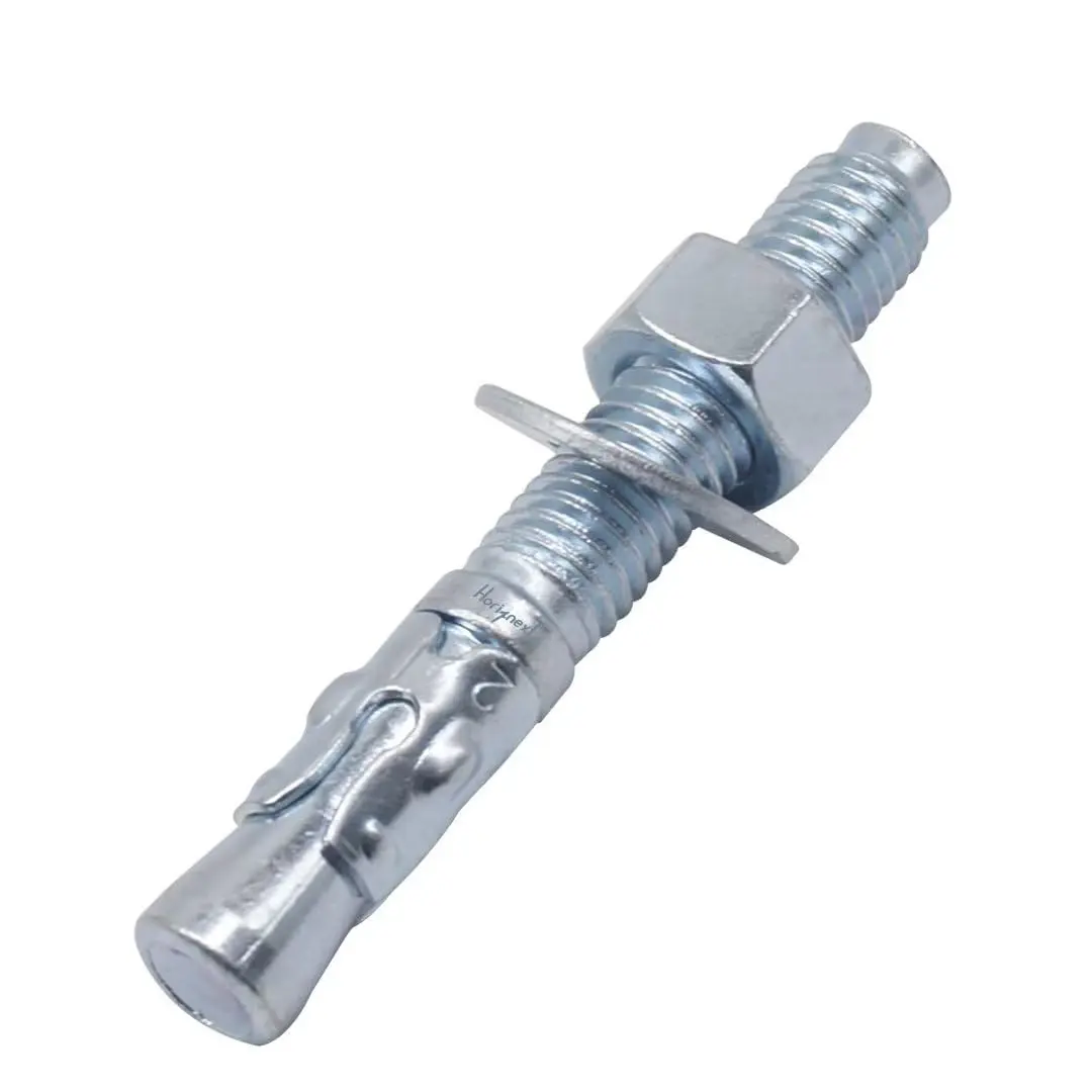 1/2 Concrete Anchors, 1/2 Wedge Anchors Bolts, 3" L, 10 Pcs | Zinc-plated carbon steel with nuts and washers; for mounting posts, railings, equipment bases, machinery, and shop fixtures.