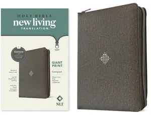 NLT Compact Giant Print Zipper Bible, Filament Enabled (Leatherlike, Woven Cross Gray, Red Letter) -- New Living Translation - Bible