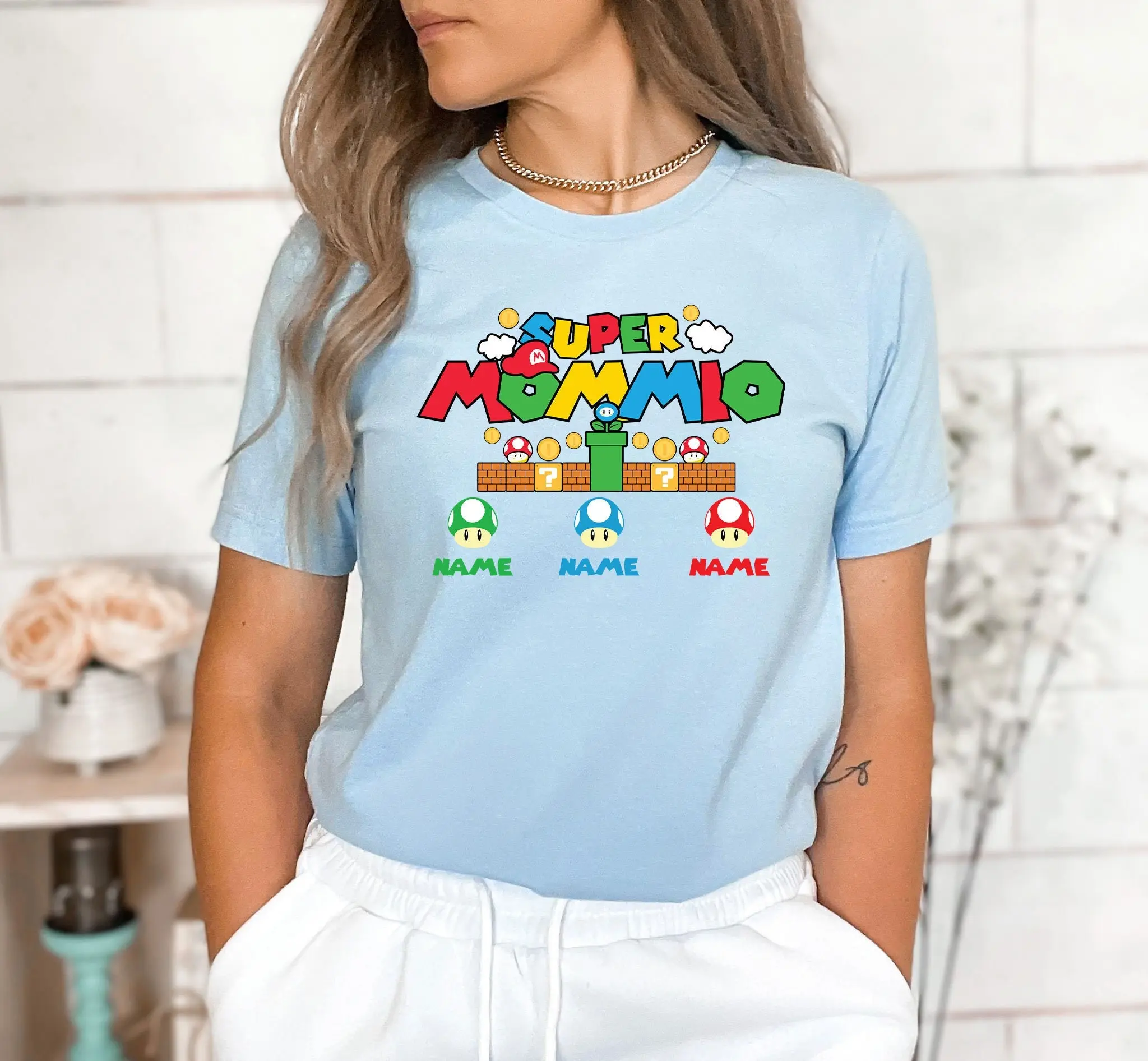 Personalized Super Mommio Shirt, Custom Kids Name Mom Shirt, Mothers Day Gift Tshirt, Gamer Mom Shirt, Super Mom Shirt, Best Gift for Moms